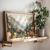 Berglandschap Wildbloemschilderij 20x16" Poster