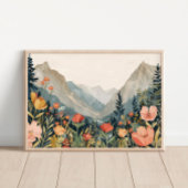 Berglandschap Wildbloemschilderij 20x16" Poster