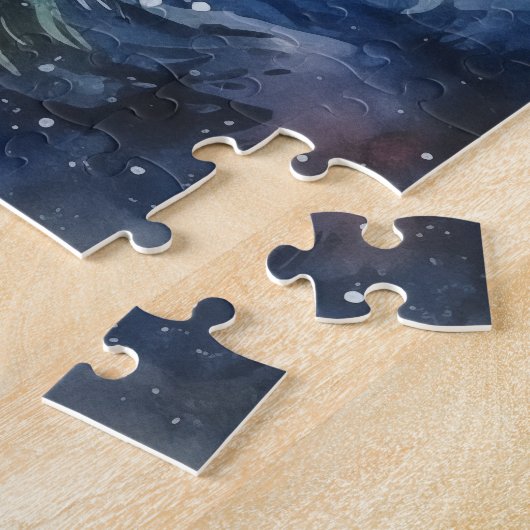 Berglandschap Winter Sneeuwrijke huizen Kerstmis Legpuzzel (Zijkant)