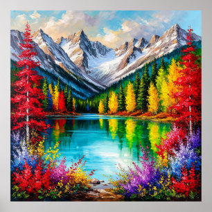 Berglandschapkunst voor Kleurrijke Huisdecoratie Poster