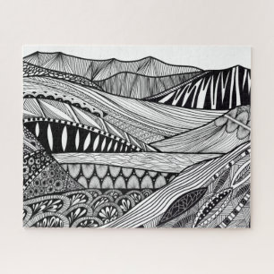 Berglandschapsdoedelkleur in legpuzzel