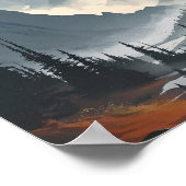 Berglandschapsillustratie Sinaasappel grijs Poster (Hoek)