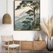 Berglandschapskunst | Houtland Boomprint Poster