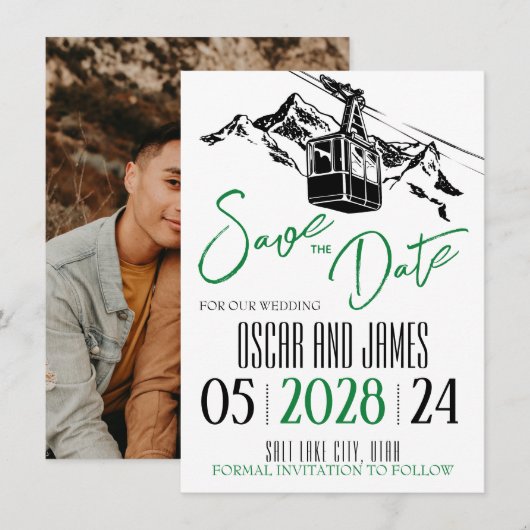 Bergliefde Groen Save The Date (Voorkant / Achterkant)
