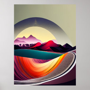 Bergllustratie Abstract landschap Poster