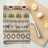 Berglodge Rustic Wood Forest Deer Tribal Art Theedoek (Quarter Fold)