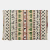 Berglodge Rustic Wood Forest Deer Tribal Art Theedoek (Horizontaal)