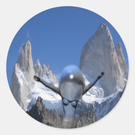 Berglucht Ronde Sticker (Voorkant)