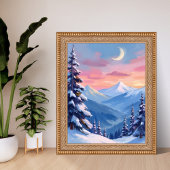 Bergmaan Winter Aquarel Schilderij Poster