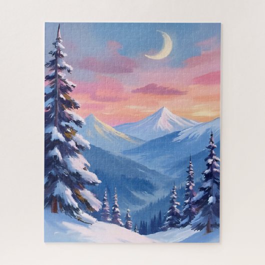 Bergmaan Winter Waterverfschilderij Legpuzzel (Verticaal)