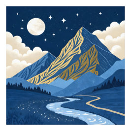 Bergmaanlicht Foto Afdruk