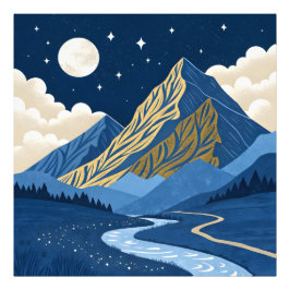 Bergmaanlicht Foto Afdruk