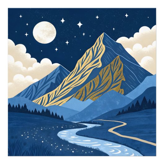 Bergmaanlicht Foto Afdruk (Voorkant)