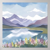 Bergmeer | Bloemenschildering in waterverftechniek Poster (Voorkant)