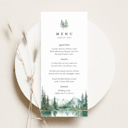 Bergmeer Bos Bruiloft Ontvangst Diner Menu