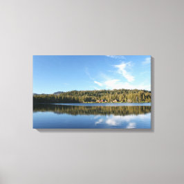 Bergmeer, bos, Cabines, Blue Sky Canvas Afdruk