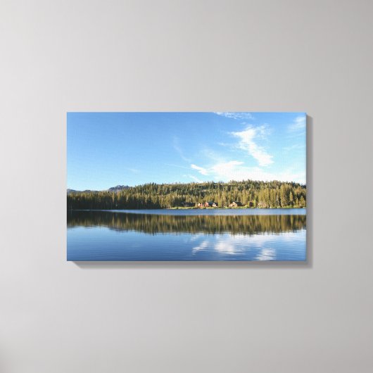 Bergmeer, bos, Cabines, Blue Sky Canvas Afdruk (Voorkant)