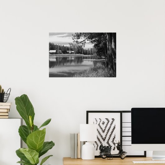 Bergmeer, dok, zwart en wit poster (Thuiskantoor)