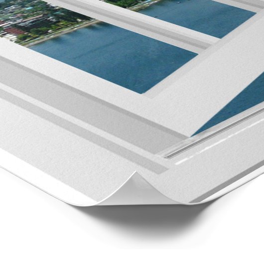 Bergmeer Faux-vensterscène Poster (Hoek)