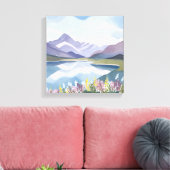 bergmeer | Floral Waterverf Landschap Canvas Afdruk (Insitu (Woonkamer))