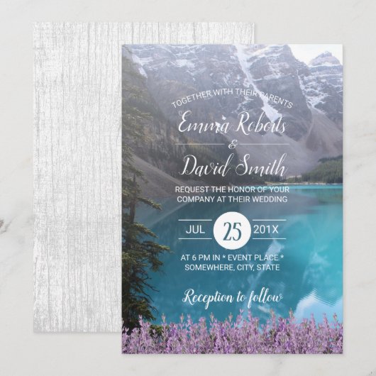 Bergmeer Lavender Floral Wedding Kaart (Voorkant / Achterkant)