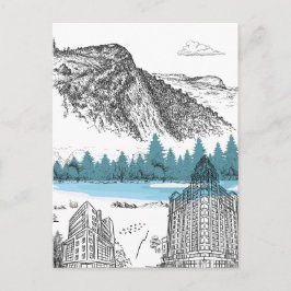 Bergmeer Lodge Illustratie Natuur Landschap Briefkaart
