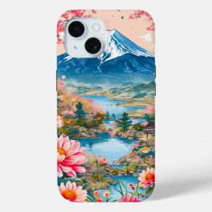 Bergmeer met Bloeiende Bloemen iPhone 15 Case