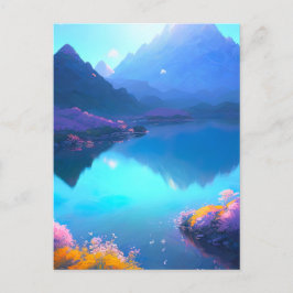 Bergmeer met bloemen van wilde bloemen briefkaart