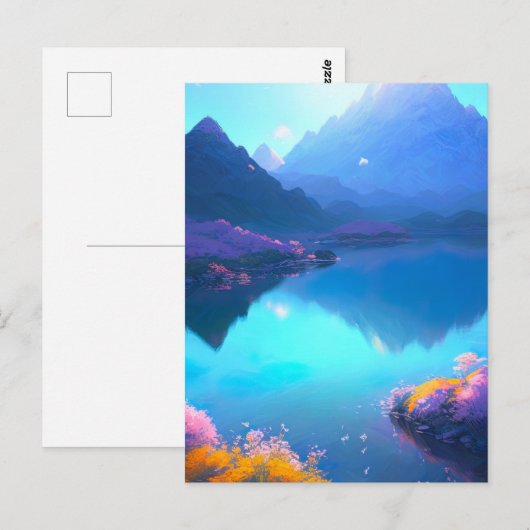 Bergmeer met bloemen van wilde bloemen briefkaart (Voorkant / Achterkant)