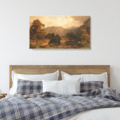 Bergmeer met reigers – Heinrich Funk Canvas Afdruk (Insitu (Slaapkamer))
