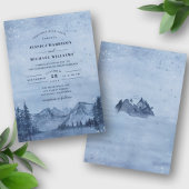 Bergmeer Pine Trees Light Blue Winter Wedding Kaart