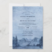 Bergmeer Pine Trees Light Blue Winter Wedding Kaart (Voorkant)