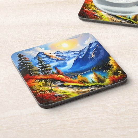 Bergmeer: Schilderachtig Uitzicht Bier Onderzetter (Linkerzijde)