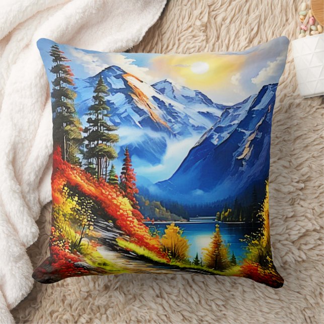 Bergmeer: Schilderachtig Uitzicht Kussen (Deken)