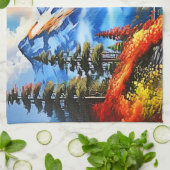 Bergmeer: Schilderachtig Uitzicht Theedoek (Gevouwen)