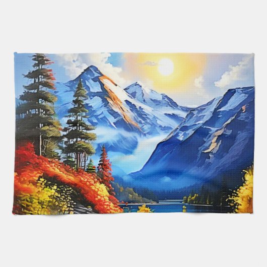 Bergmeer: Schilderachtig Uitzicht Theedoek (Horizontaal)