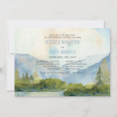 Bergmeer Waterverf bruiloft repeater Dinner Kaart (Voorkant)