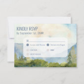 Bergmeer Waterverf Dusty Blue Entree RSVP Kaartje (Voorkant)