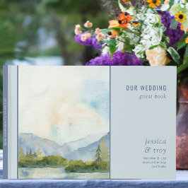Bergmeer Waterverf Dusty Blue Wedding Gastenboek