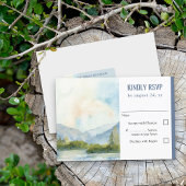 Bergmeer Waterverf Dusty Blue Wedding RSVP Kaartje