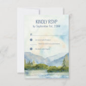 Bergmeer Waterverf Stustblauw Verticaal RSVP Kaartje (Voorkant)