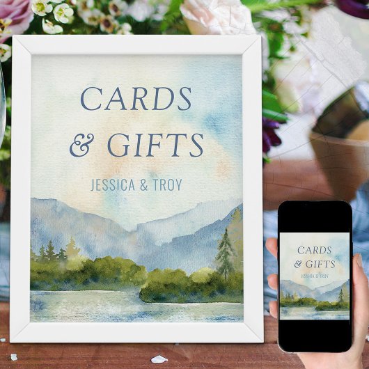 Bergmeer Waterverf Stusty Blue Kaarten & Gifts Poster