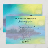 Bergmeerlandschap bruiloft kaart (Voorkant / Achterkant)