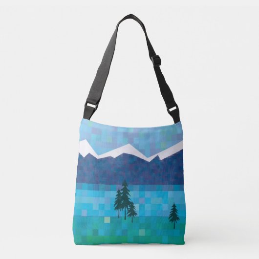 Bergmeren, pijnbomen en sneeuwpieken crossbody tas (Voorkant)