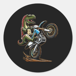 Bergmotorrijden Dinosaurus Motorfiets Sport L Ronde Sticker