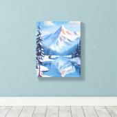 Bergontsnapping | Winter Sneeuw Aquarel Natuur Canvas Afdruk (Insitu (Houten vloer))