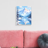 Bergontsnapping | Winter Sneeuw Aquarel Natuur Canvas Afdruk (Insitu (Woonkamer))