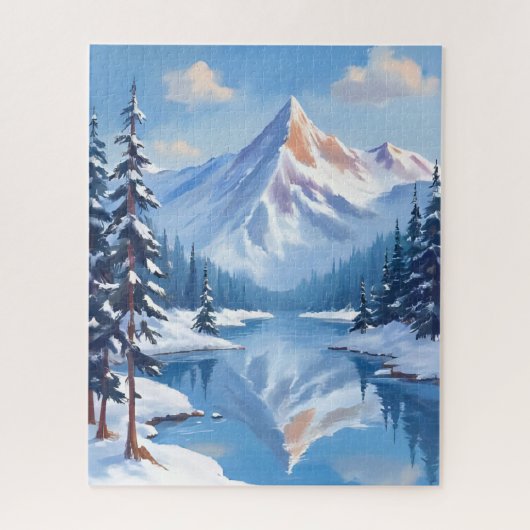 Bergontsnapping | Winter Sneeuw Aquarel Natuur Legpuzzel (Verticaal)