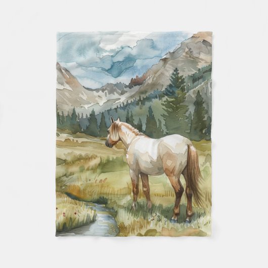 Bergpaard Fleece Deken (Voorkant)