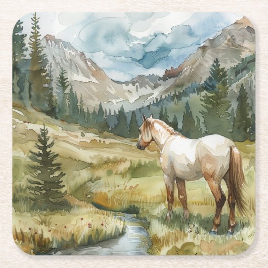 Bergpaard Kartonnen Onderzetters (Voorkant)